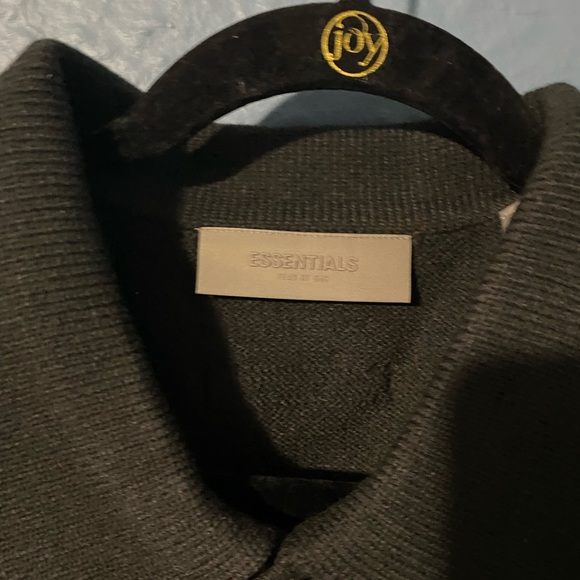 Fear of God Essentials Black Knit '1977' Long Sleeve Polo - Picture 7 of 15